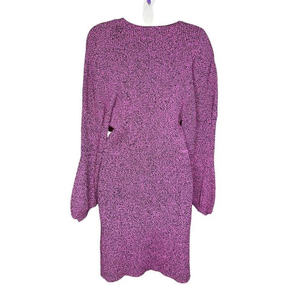GANNI Puff-Sleeved Mini Dress in Carmine Rose NWT Size Medium - Picture 11 of 16